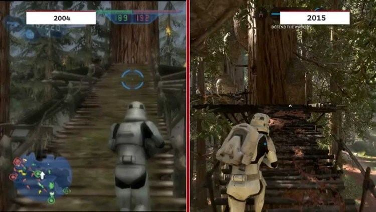 Star Wars: Battlefront (2004 video game) Star Wars Battlefront 2004 vs 2015 Graphics Comparison YouTube