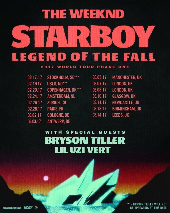 Starboy: Legend of the Fall Tour The Weeknd Announces 39Starboy Legend Of The Fall39 World Tour