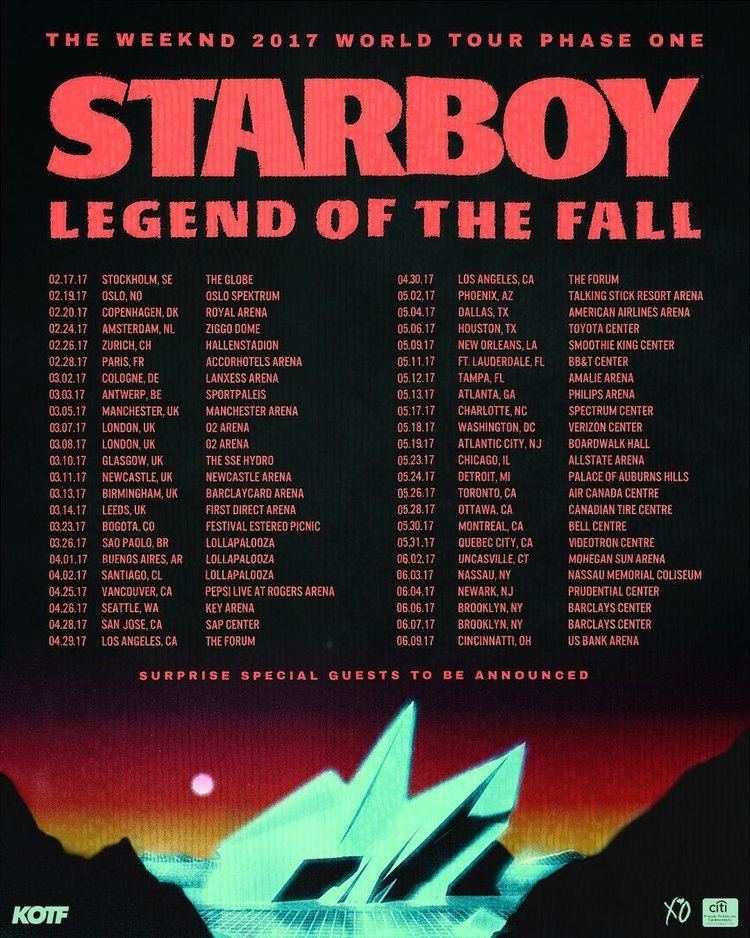 Starboy: Legend of the Fall Tour The Weeknd Announces quotStarboy Legend Of The Fallquot Tour Dates Life