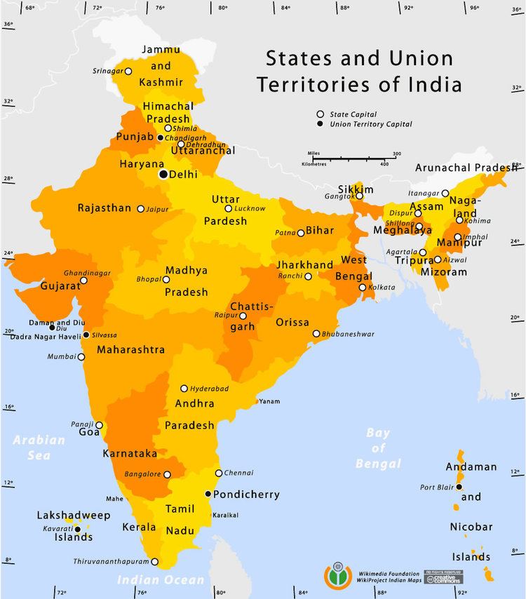 States and union territories of India State and union territories India map Maps of India