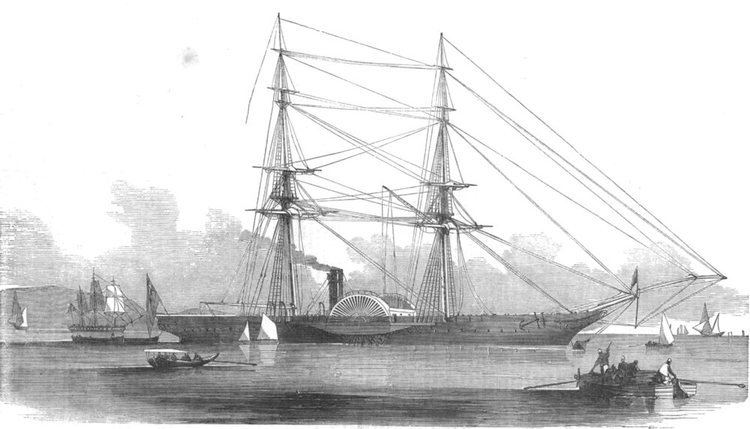 Steam frigate SHIPS The Steamfrigate Feroze antique print 1852