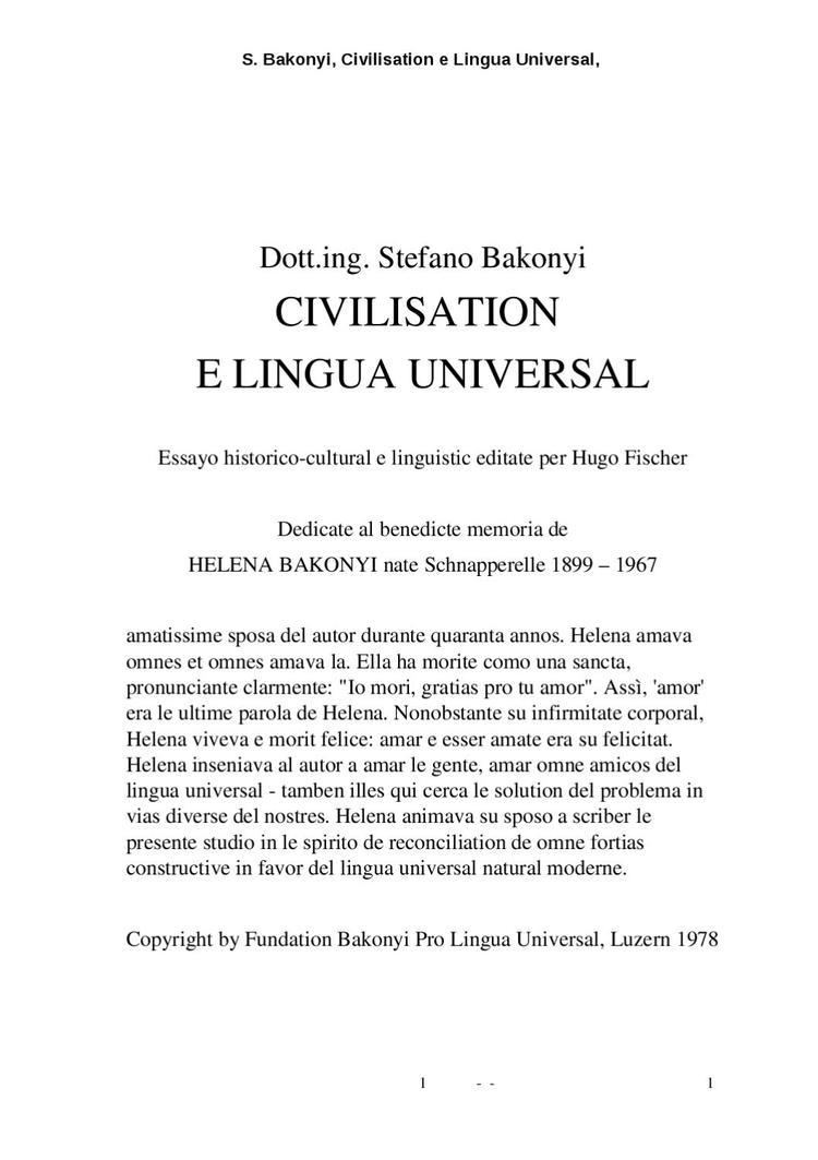 Stefano Bakonyi Civilisation e Lingua Universal de Stefano Bakonyi by Paolo