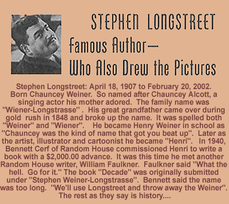 Stephen Longstreet Henri Weiner Stephen Longstreet Writer and Artist
