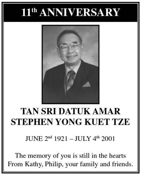 Stephen Yong Kuet Tze Tan Sri Datuk Amar Stephen Yong Kuet Tze Deathmy