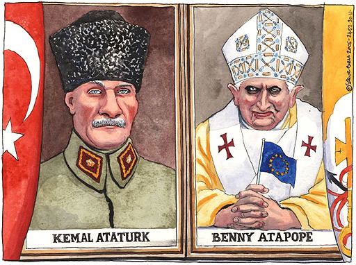 Steve Bell (cartoonist) 301106 The Pope39s visit to Turkey Cartoons guardian