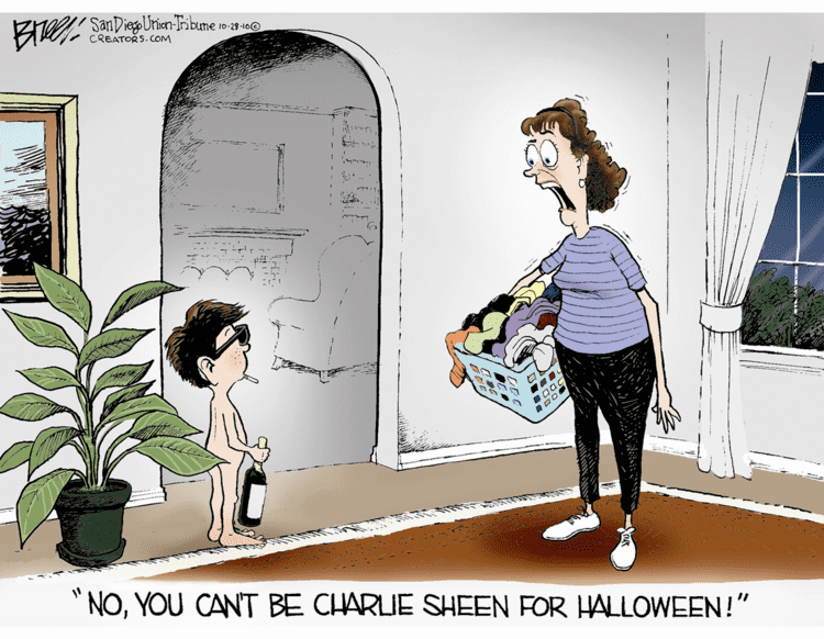 Steve Breen Charlie Sheen for Halloween Cartoon by Steve Breen UT San Diego Store