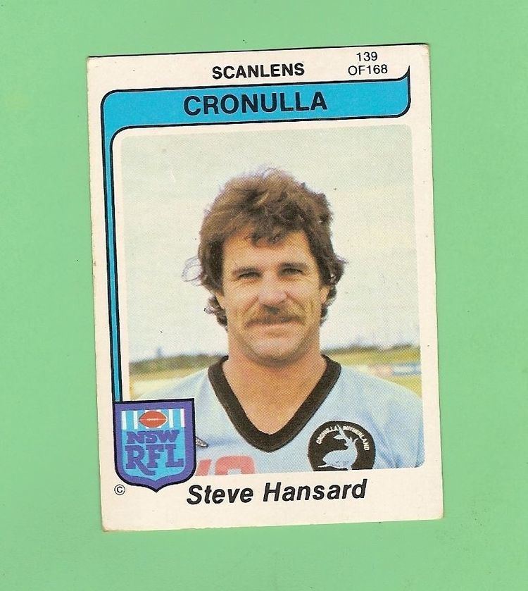 Steve Hansard 1980 CRONULLA SHARKS SCANLENS RUGBY LEAGUE CARD 139 STEVE HANSARD