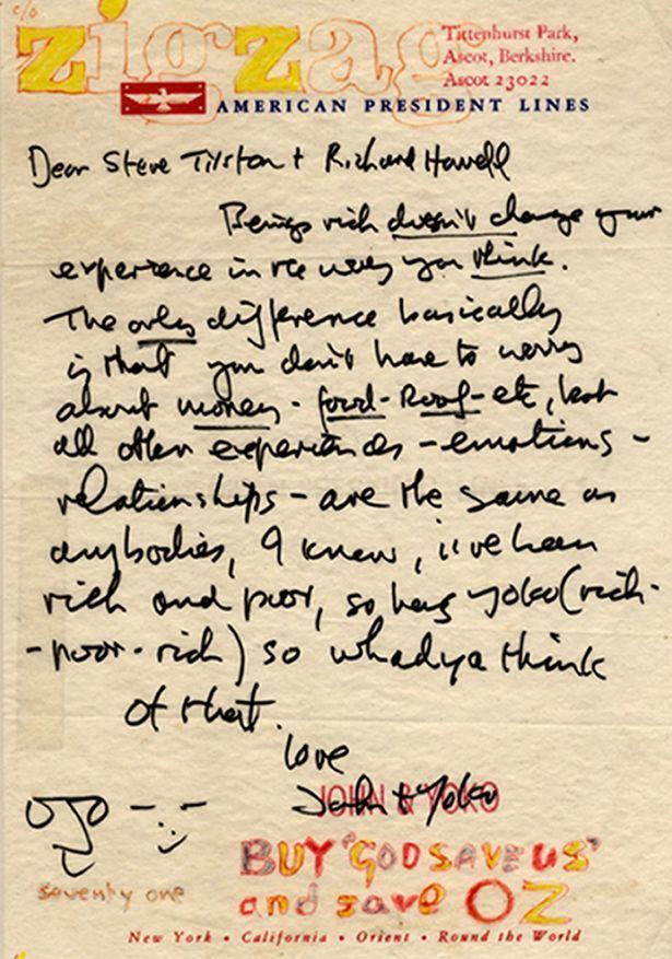 Steve Tilston Longlost letter from John Lennon inspires an Al Pacino
