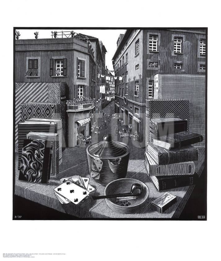 Still Life and Street Still Life and Street Art Print by M C Escher at Artcom