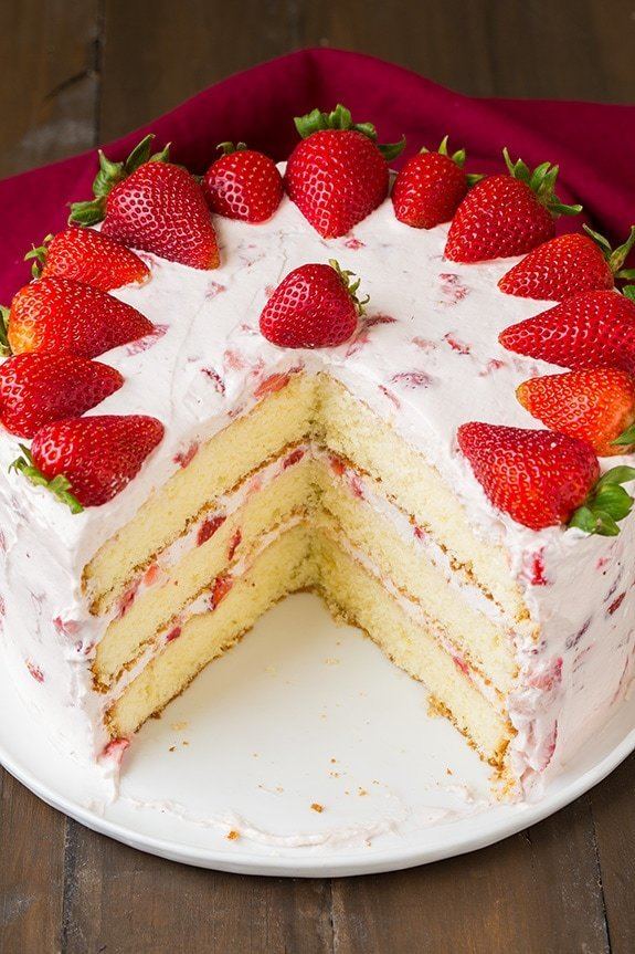 Strawberry cake Fresh Strawberry Cake Cooking Classy
