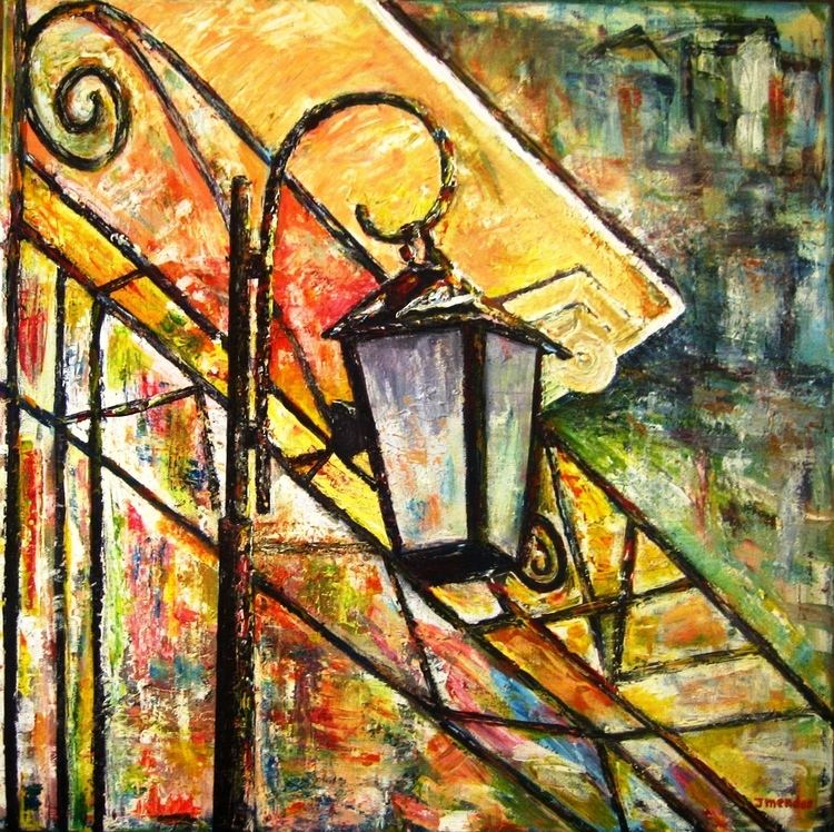 Street Light (painting) Jorge Mendes 39Colorful Street lamp39 Painting Acrylic Artwork