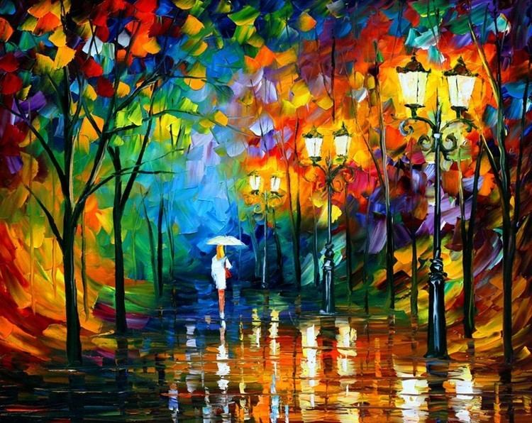 Street Light (painting) 2014 Artop impressionist Streetlight scenery canvas oil painting
