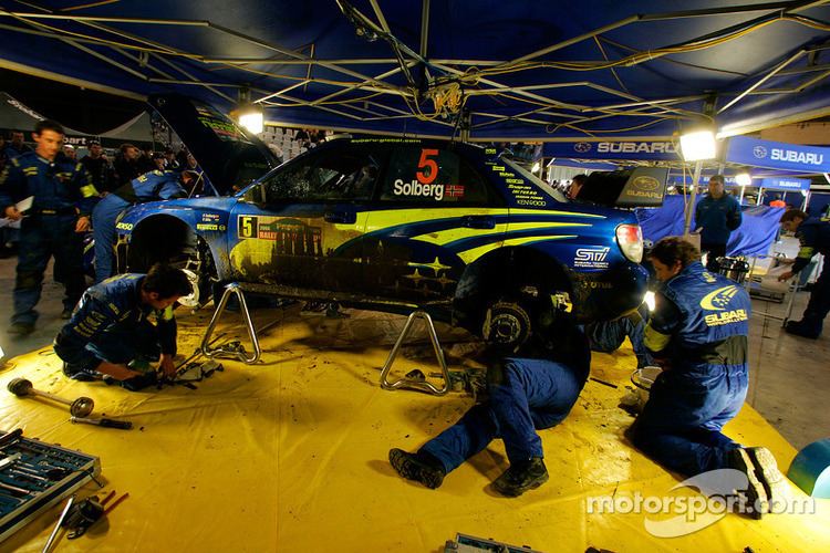 Subaru World Rally Team Subaru World Rally Team service area at Rally New Zealand