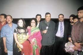 Nana Patekar, Sharbani Mukherjee, Suchindra Bali with his mother Vyjayanthimala at the Waves cineplex in Noida.