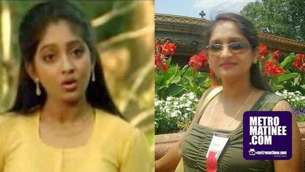 On the left, Sunitha wearing a yellow shirt. On the right, Sunitha wearing eyeglasses with beautiful flowers in the background.