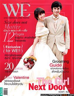 Sunny Suwanmethanon featured in the magazine The Girl Next Door wearing white wedding outfit.