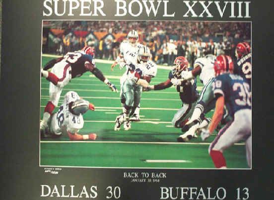 Super Bowl XXVIII Dallas Cowboys Buffalo Bills Super Bowl XXVIII 28 Poster