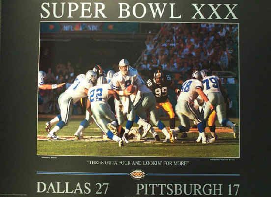 Super Bowl XXX Dallas Cowboys Pittsburgh Steelers Super Bowl XXX 30 Poster