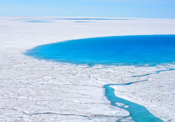 Supraglacial lake New Study Explains What Triggers Sudden Drainages of Greenland
