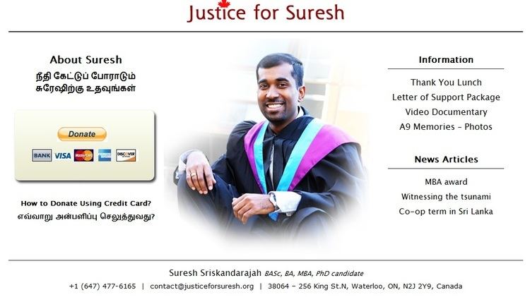 Suresh Sriskandarajah justice for canadian tamil Suresh Sriskandarajah eelamview