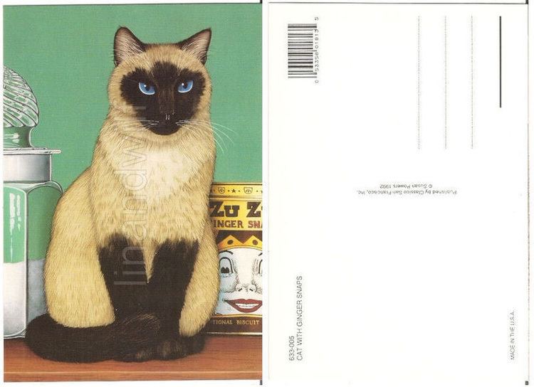 Susan Powers SUSAN POWERS Postcard Cat with Ginger Snaps Art Siamese New For