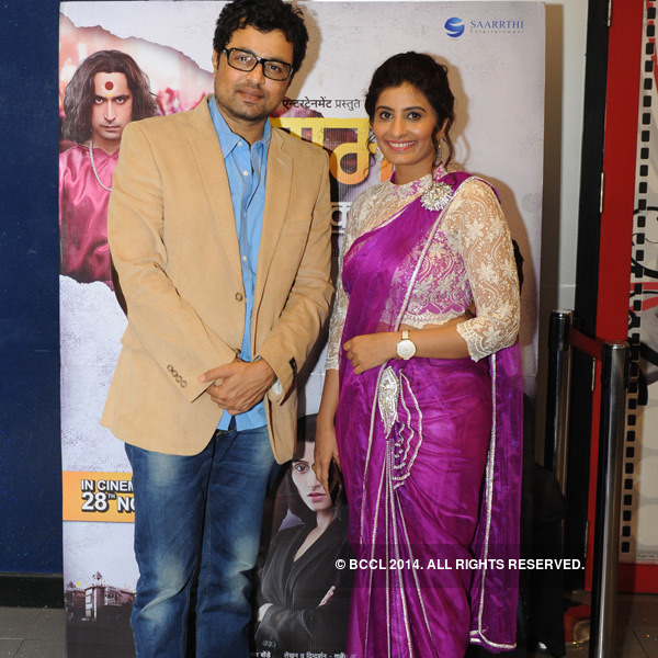 Swami Public Ltd. movie scenes Subodh and Poonam during the premiere of Marathi movie Swami Public Ltd held at a theatre in Pune Photogallery