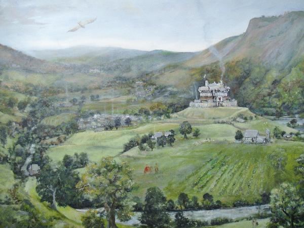 Sycharth Picture titled 39Sycharth in C1439 by Mary Cunnah Landscape Artist