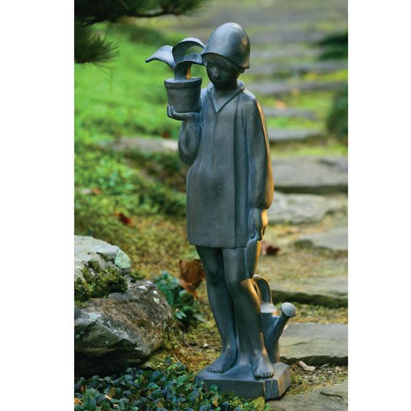Sylvia Shaw Judson Little Gardener Lawn Sculpture 38quot Bronze Finish by Sylvia