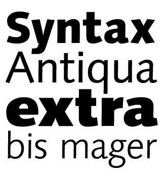 Syntax (typeface) 100 best Typefaces of all times