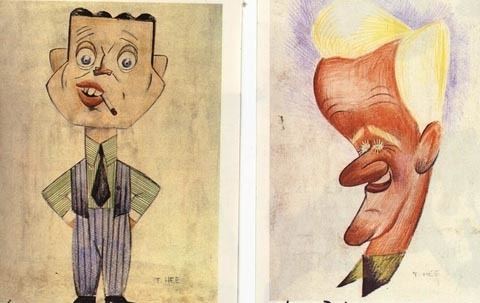 T. Hee Two Incredible Documents NFB Animation Chart and T Hee Caricature