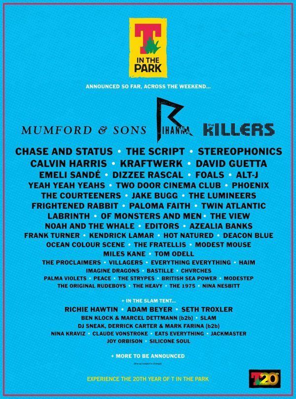 T in the Park 2013 T in the Park 20th Anniversary Lineup Music Festival Wizard