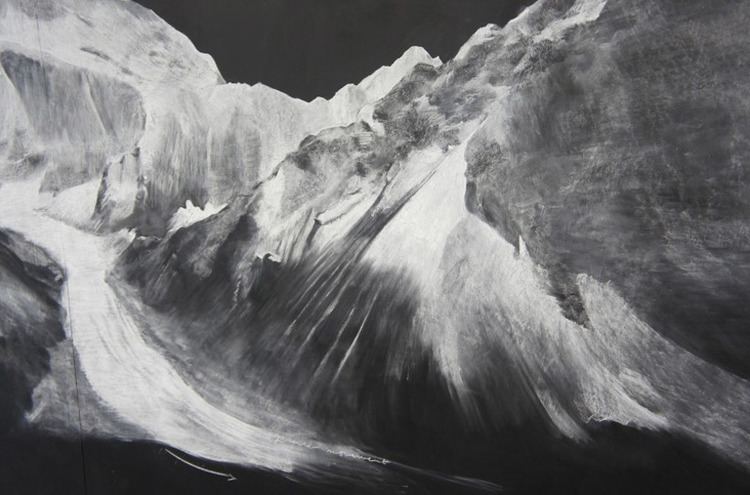 Tacita Dean chalk on blackboard depictions of afghanistan mountains by