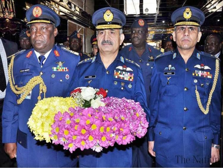 Tahir Rafique Butt Chief Marshal Tahir Rafique Butt COAS PAF laying a floral wreath