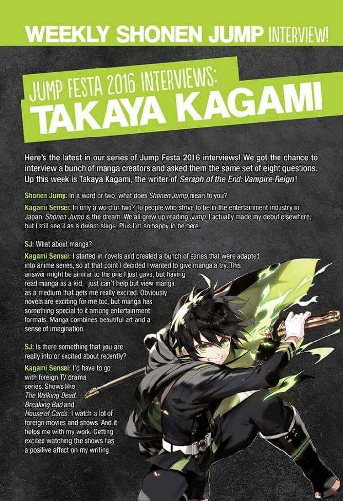 Takaya Kagami Interview to Takaya Kagami Anime Amino