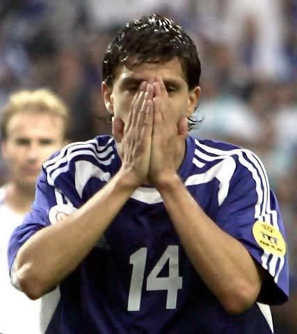 Takis Fyssas Greece39s Takis Fyssas reacts during a Euro 2004 semifinal