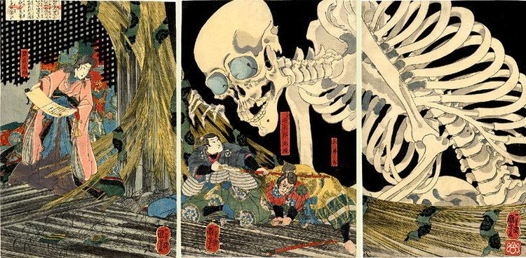 Takiyasha the Witch and the Skeleton Spectre Mitsukuni defying the skeleton spectre evoked by the witch Takiyasha