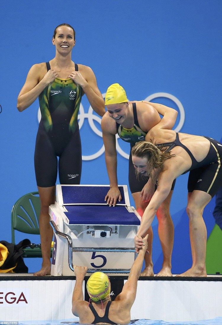 Tamsin Cook Team Australia win a silver medal in womens 4x200m freestyle relay