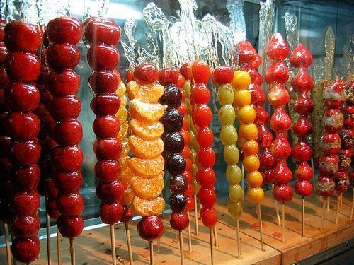 Tanghulu Candied fruit on a bamboo stick also known as Bing Tang Hulu
