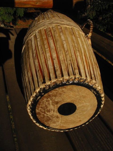A Taphon about to be used in a musical performance at nighttime.