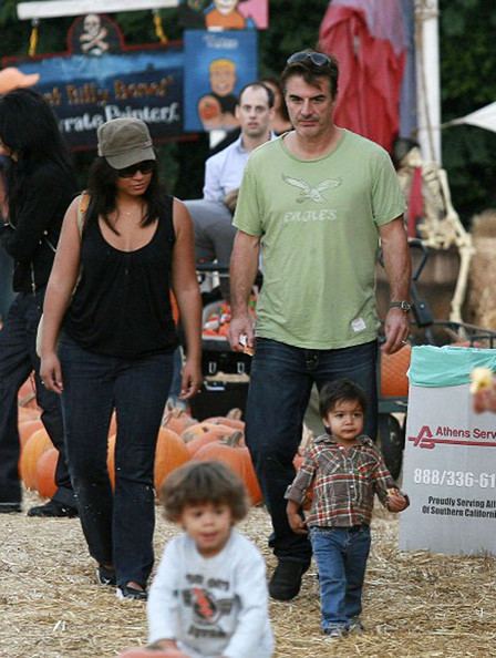 Chris Noth, Tara Wilson and their son Orion Christopher visit Mr. Bones Pumpkin Patch at Los Angeles, California