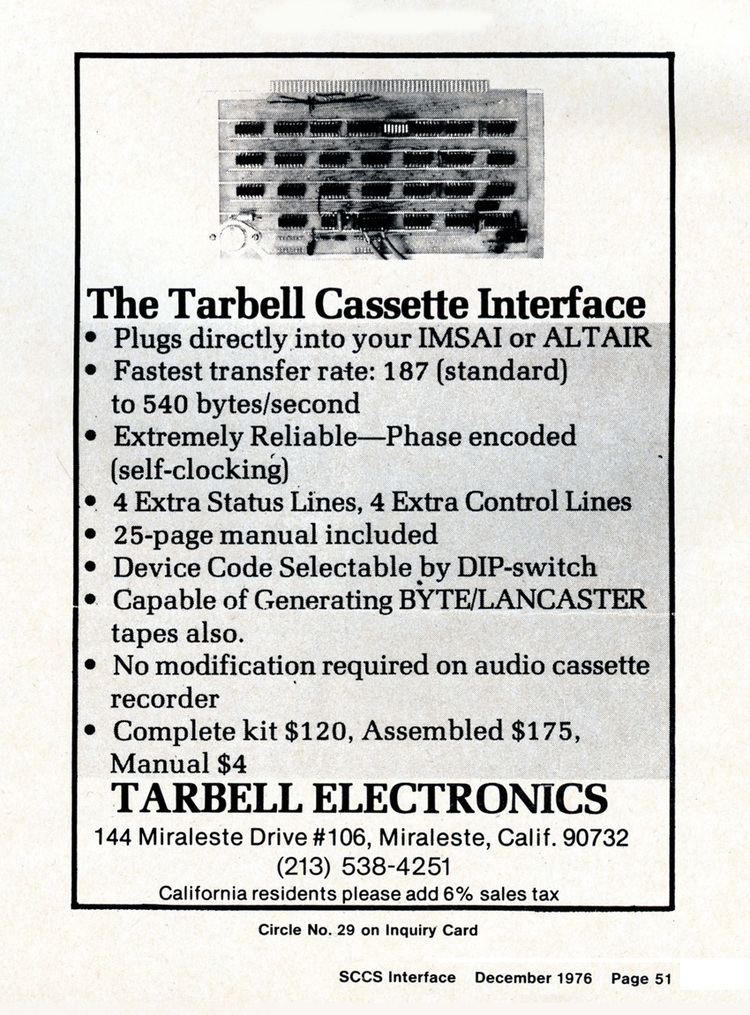 Tarbell Cassette Interface