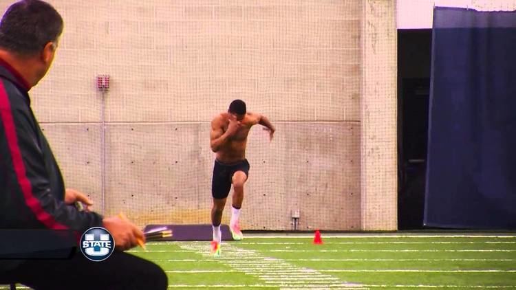 Tay Glover-Wright Utah State Pro Day Tay GloverWright39s 430 40 yard dash YouTube