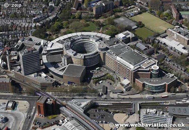Television Centre, London aerial photograph of the BBC Television Centre White City London