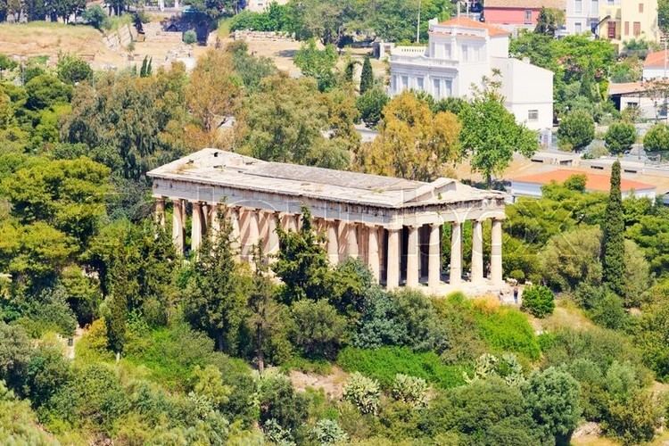 Temple of Apollo Patroos Temple of Apollo Patroos shot from Acropolis hill Athens Greece