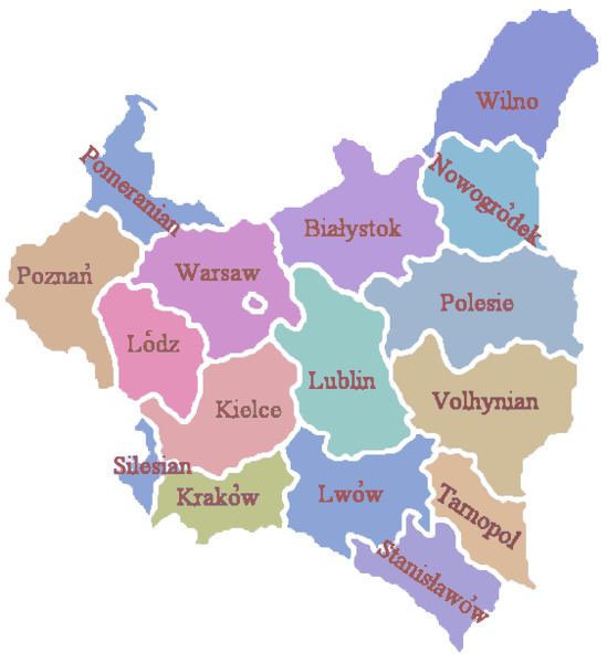 Territorial changes of Polish Voivodeships on April 1, 1938