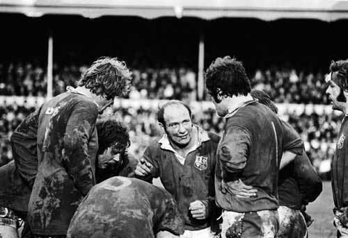 Terry Cobner Terry Cobner delivers his halftime team talk Rugby Union Photo