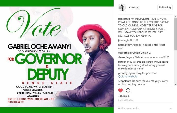 Terry G Gabriel Oche Amanyi Terry G To Contest For Benue State