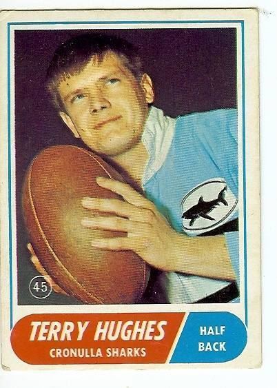 Terry Hughes (rugby league) 1969 Scanlens Rugby League Card no45 Terry Hughes Cronulla