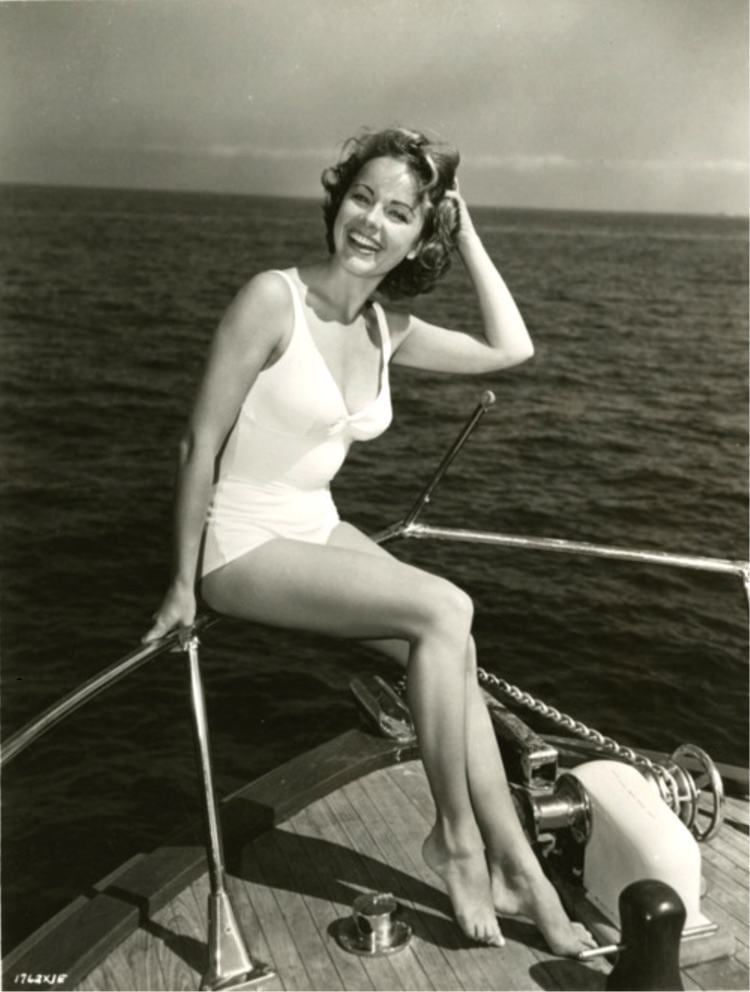 Terry Moore in the yacht wearing swimsuit