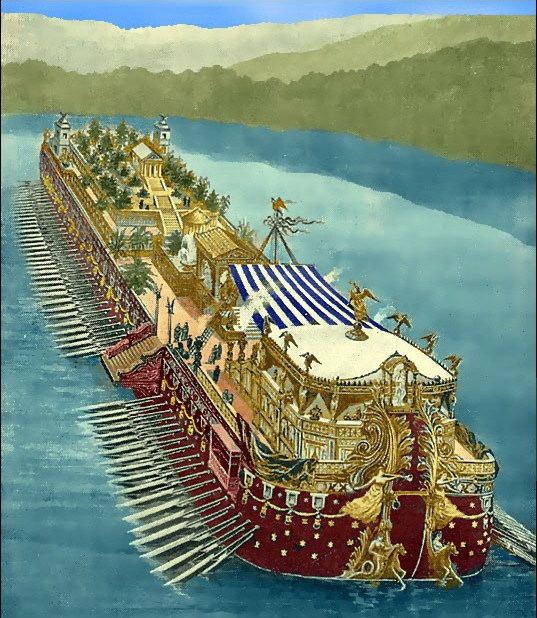The Syracuse, the largest boat of antiquity, had an EVOO storage tank that was more than 6 tons sailing on the volcanic lake of Nemi.